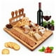 thumbnail image 1 of 1 tabla de quesos, bandeja para servir con 4 cuchillos de acero inoxidable, tabla de charcutería de madera maciza (14'' x 11''), 1 of 5