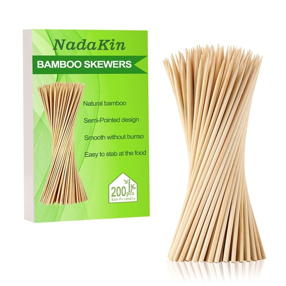 Brochetas de bambú NadaKin de 30 cm para aperitivos, fruta y pinchos, 200 unidades