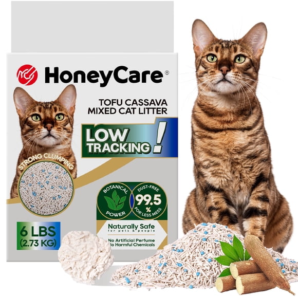 Arena para Gatos HONEY CARE 2,7 kg Tofu y Yuca, bajo polvo