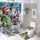 thumbnail image 1 of Vengadores-theme 4-Piece Shower Curtain Set with Rugs, Waterproof Bathroom Decor Set Includes Bath Mat, U-Shaped Rug, Toilet Lid Cover and Curtain with Hooks, 1 of 6