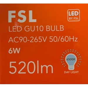 Pack X3 Ampolletas Led Gu10 6W- (Luz Fria) Fsl