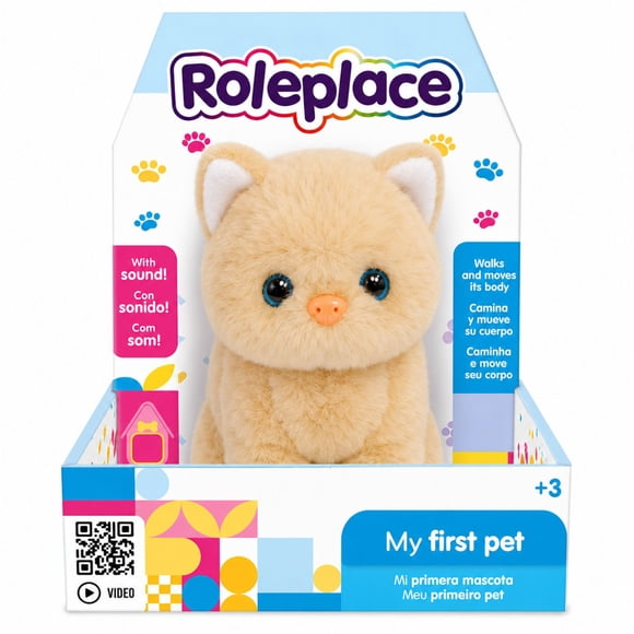 Peluche Gato Interactivo Amarillo Sonido Movimiento - PS