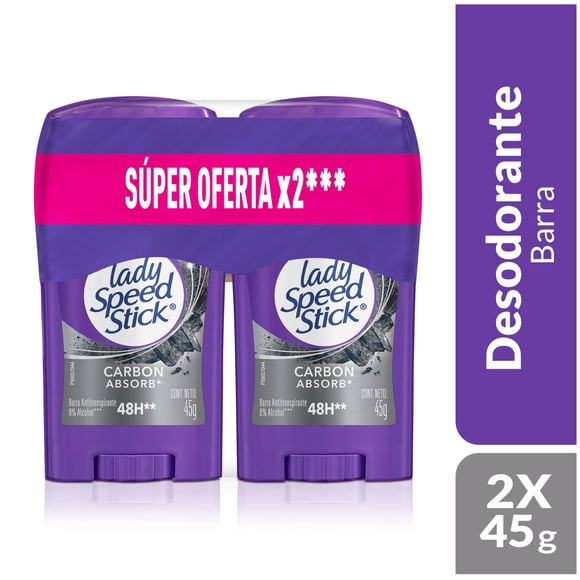 Desodorante Spray Lady Speed Stick Carbon Absorb Pack Mujer, g g