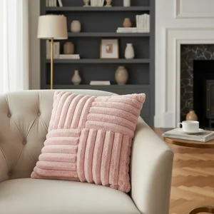 Casadeliacl - Funda De Cojín Genérica 45X45 Cm Línea Empalmado 12 - Rosada - Peluda Empalmado