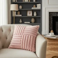 Casadeliacl - Funda De Cojín Genérica 45X45 Cm Línea Empalmado 12 - Rosada - Peluda Empalmado