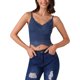 thumbnail image 2 of INSPIRE CHIC Top corto sin mangas con cuello en V y ribete de encaje para mujer Y2K 2XL Azul oscuro, 2 of 6