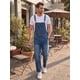 thumbnail image 2 of INSPIRE CHIC Mono de mezclilla para hombre con tirantes ajustables, peto casual 32 azul oscuro, 2 of 6