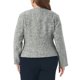 thumbnail image 3 of Agnes Orinda Chaqueta de Tweed sin Cuello para Mujer de Talla Grande para Escuela o Universidad, Blazer Abierto de Manga Larga con Botones Decorativos, Traje Casual de Negocios 4X Negro Blanco, 3 of 6