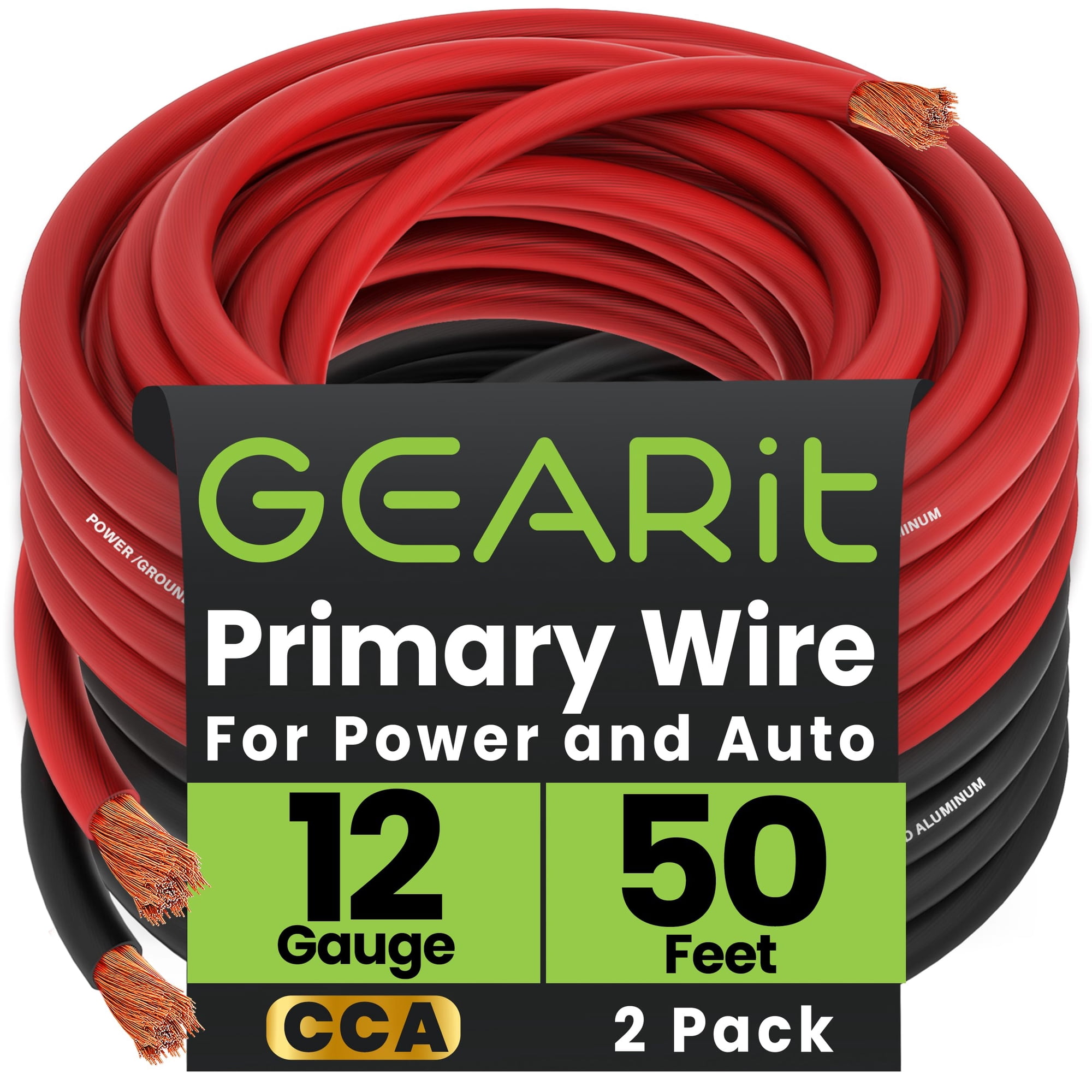 Juego De Cables Gearit Calibre 12 Cca 15 M Negro/rojo Para Automoción