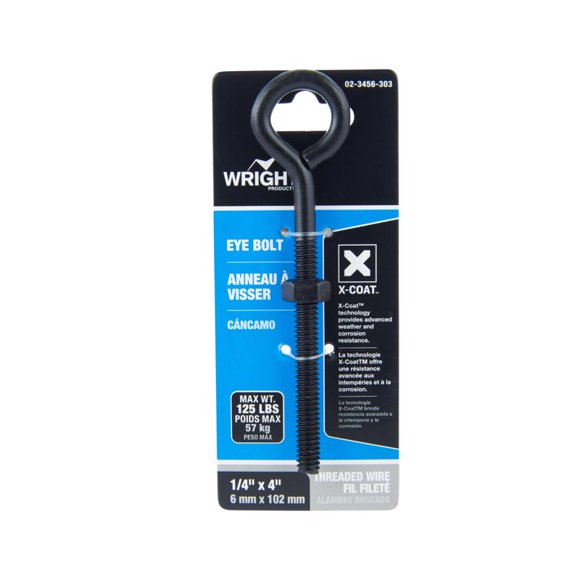 Eyebolt Wright 1/4 pulgadas X 4 pulgadas L Acero negro con tuerca