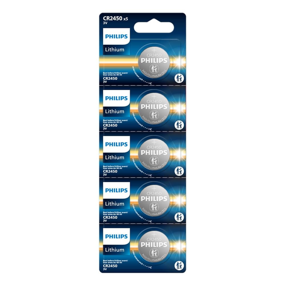 Batería Philips Cr2450 De Litio Tipo Moneda De 3 V [paquete De 5]