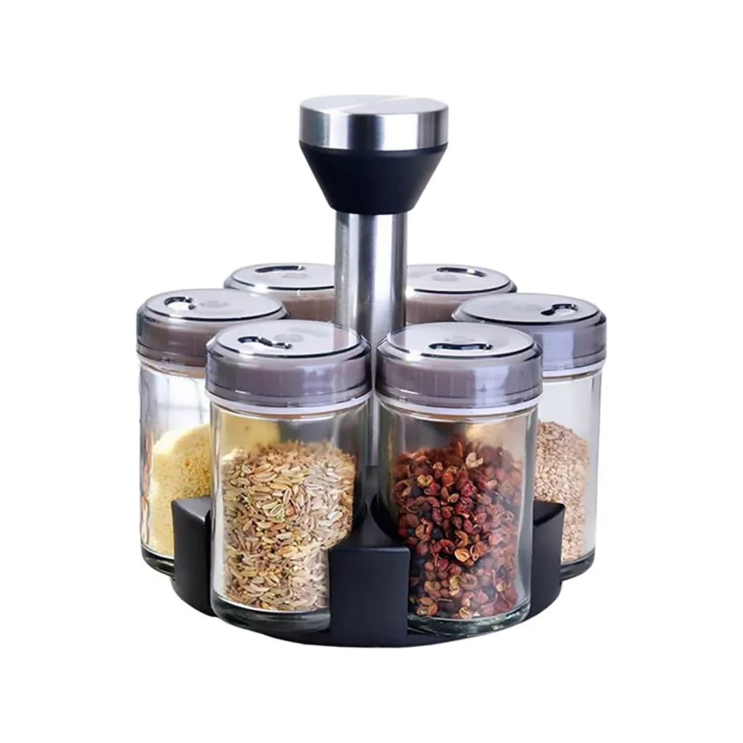 Disparo - Rack Circular 6 Condimentero Giratorio 360° Frascos Vidrio
