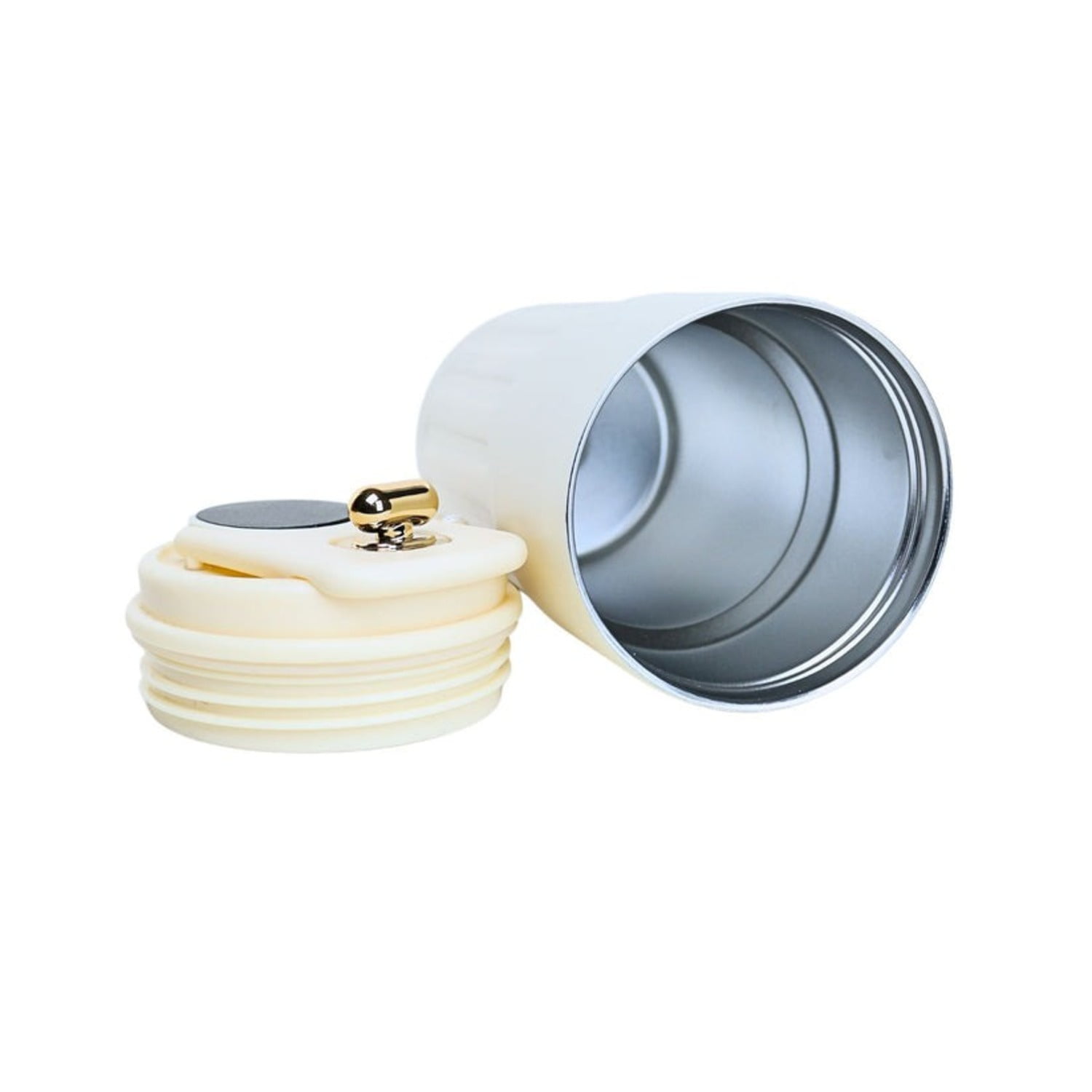 Soleio - Vaso Térmico De Acero Inoxidable Termómetro 460 Ml Blanco