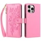 thumbnail image 2 of Funda Billetera Floral en Relieve iphone14 promax con Tarjetero y Cremallera Rosa, 2 of 6