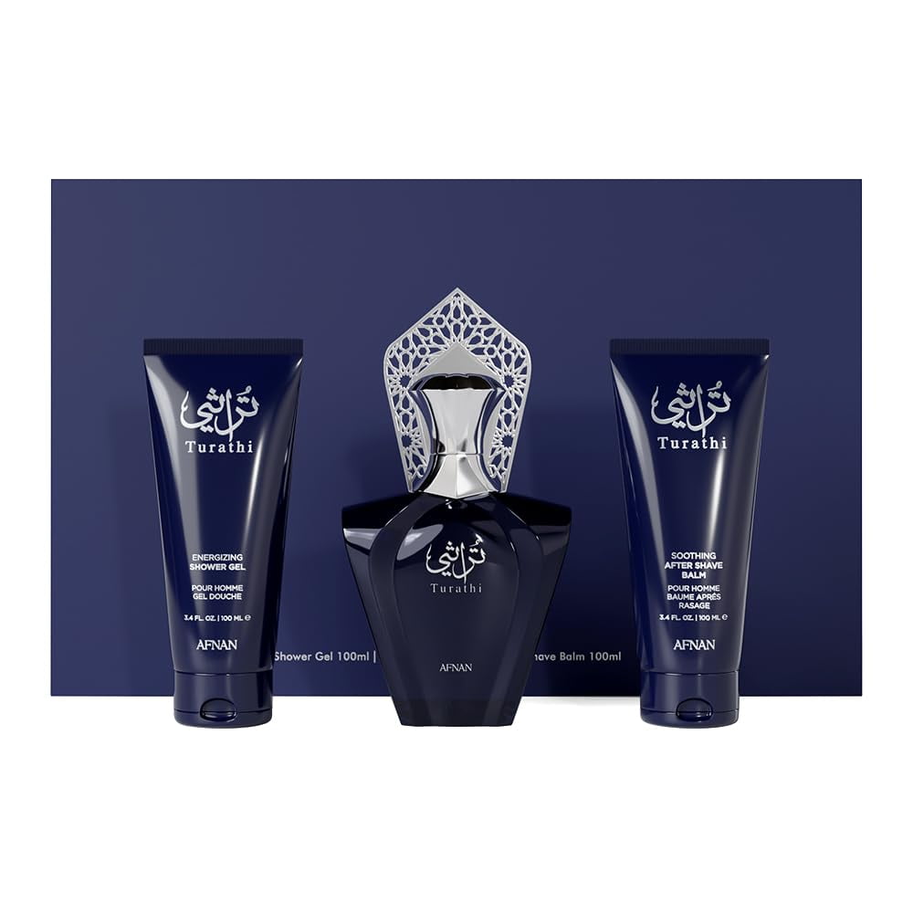 Set De Regalo De Perfume Afnan Turati Homme Blue De 100 Ml Con Gel De Ducha Y Loción Para Después Del Afeitado