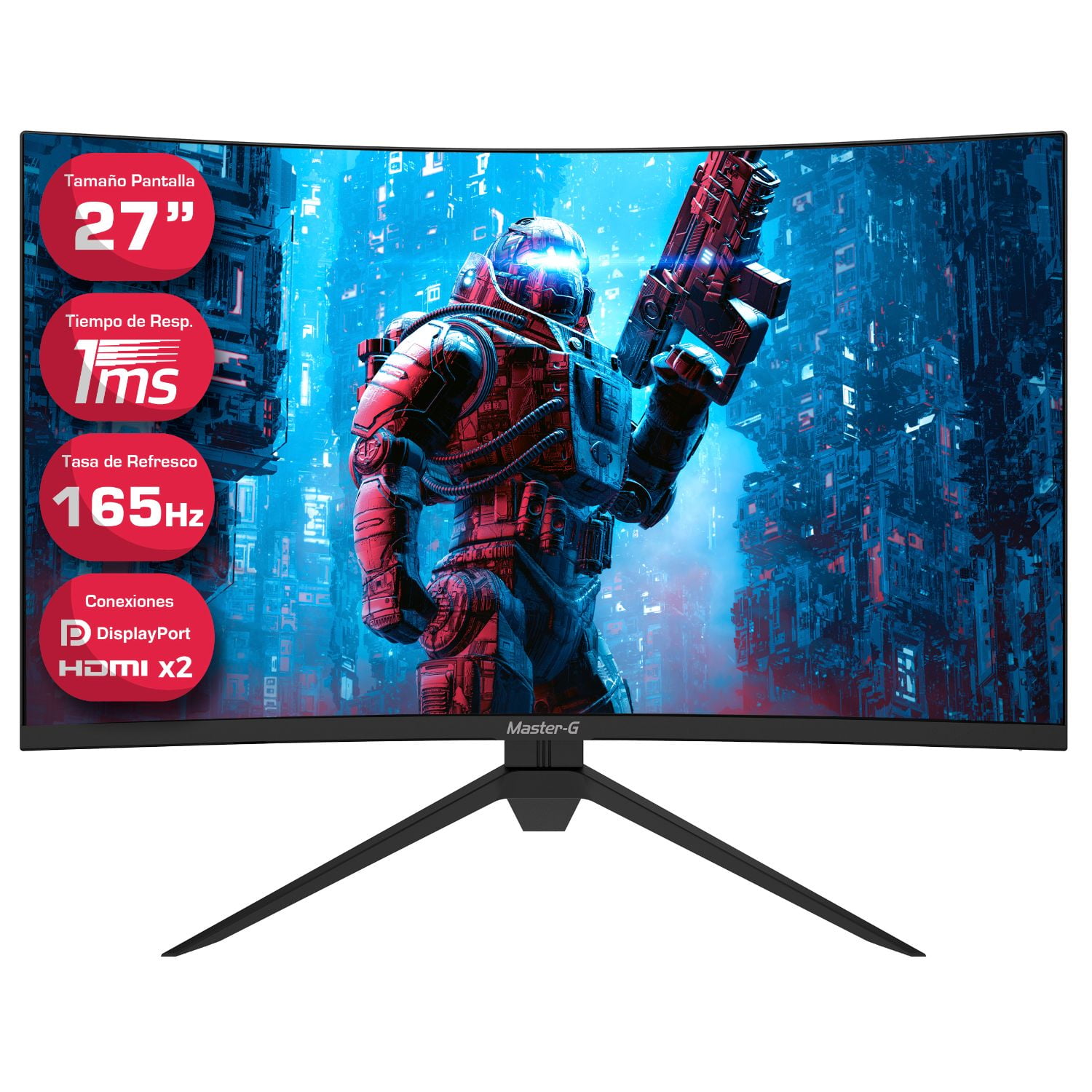 Master-g - Monitor Gamer Curvo Led 27" Full Hd 165hz 1ms