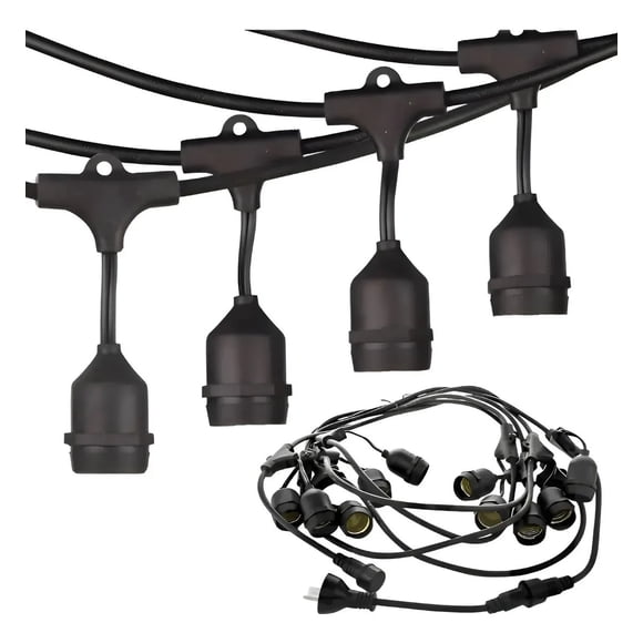 Guirnalda Impermeable 10 Metros Exterior 10 Socket E27 Luces Decoracion Jardin Terraza Patio Luces Fiesta FIGOIMPORT