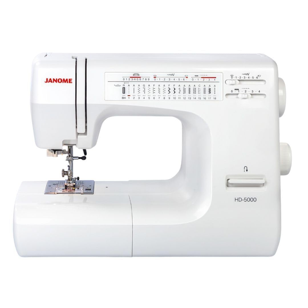 Máquina De Coser Janome Hd-5000 De 18 Puntadas Con Cuerpo De Aluminio