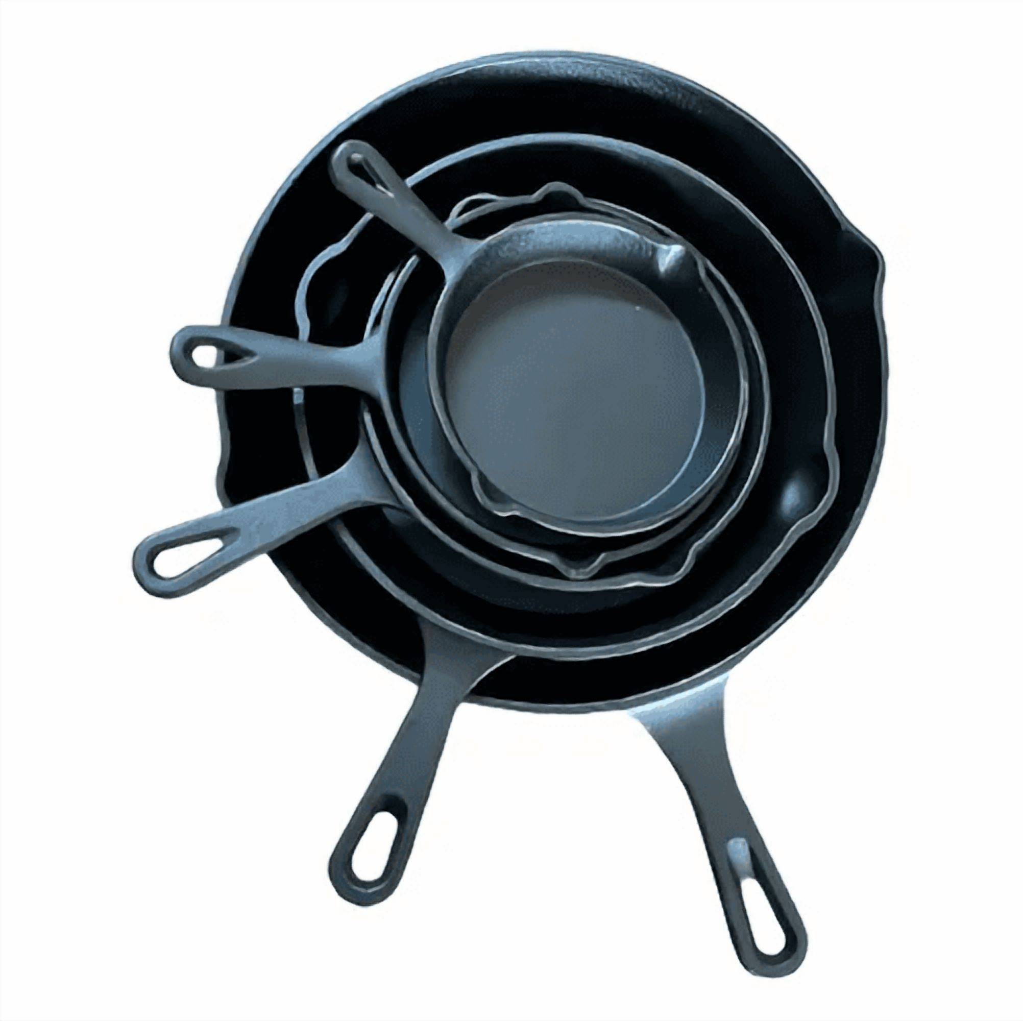 Genérico - Pack De 5 Sartenes De Hierro Fundido Negro