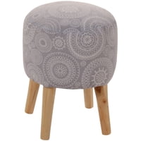 Máxima Design - Pouf Bird Mandala Gris Estampado 35X35X45 Cm
