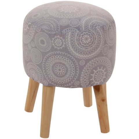 Máxima Design - Pouf Bird Mandala Gris Estampado 35X35X45 Cm