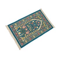 Magideal - Alfombra De Oración Islámica Peregrinación Cuadrado Poliéster Nacional Dorado Folk-Custom Alfombra De Impresión Musulmana Portátil Para Verde