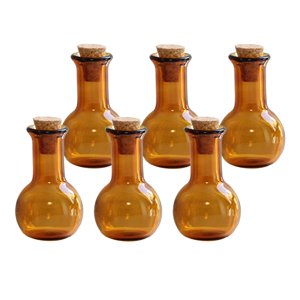 Magideal - 6 Unids Mini Botellas De Color De Con Corcho Frascos Viales Vacíos Linda Pequeña Botella De Deseos Mini Contenedores De Botellas De Leonado