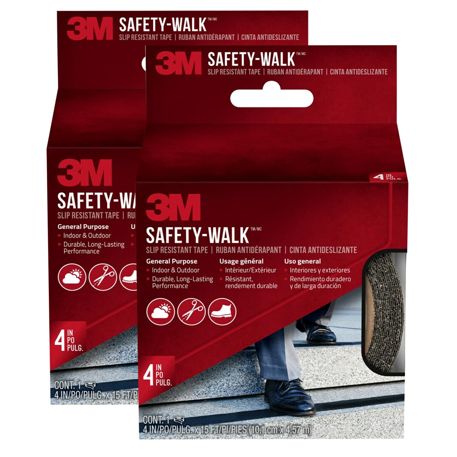 3m - Cinta Antideslizante Safety-walk, 3 M, 4 Pulgadas X 15 Pies, Paquete De 2