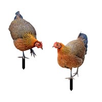 Magideal - Espejo De Gallo De Jardín, Decoración Vívida, Escultura De Jardín Resistente A La Intemperie, Figura De Animal, Postes Estables, Escultura De Pollo Re