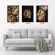 thumbnail image 2 of Cuadros Decorativos Hojas Doradas Pack X 3 Uds 35x50 Cm C/u, 2 of 2