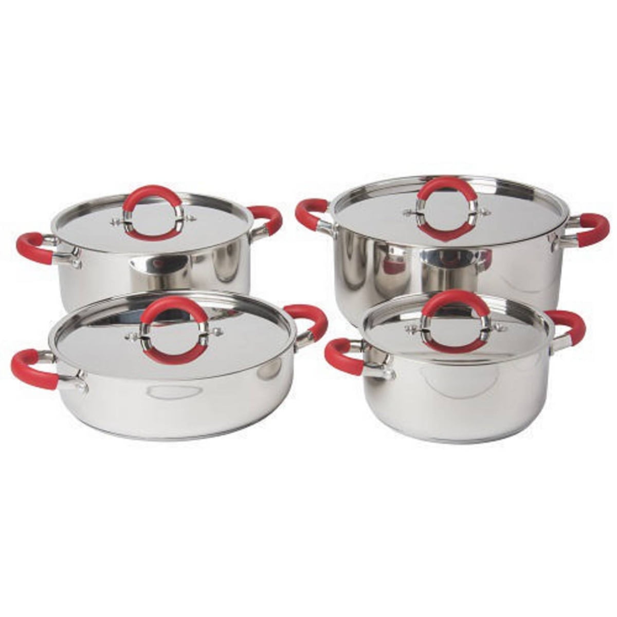 Set De Ollas 9 Piezas De Acero Inoxidable Mango De Silicon Arte Andino