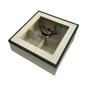 Oem - Caja De Té Mediana De Madera 4 Espacios Con Diseños