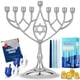 thumbnail image 1 of Kit de menorá de Janucá Zion Judaica con 9 menorah y 44 velas, 1 of 7