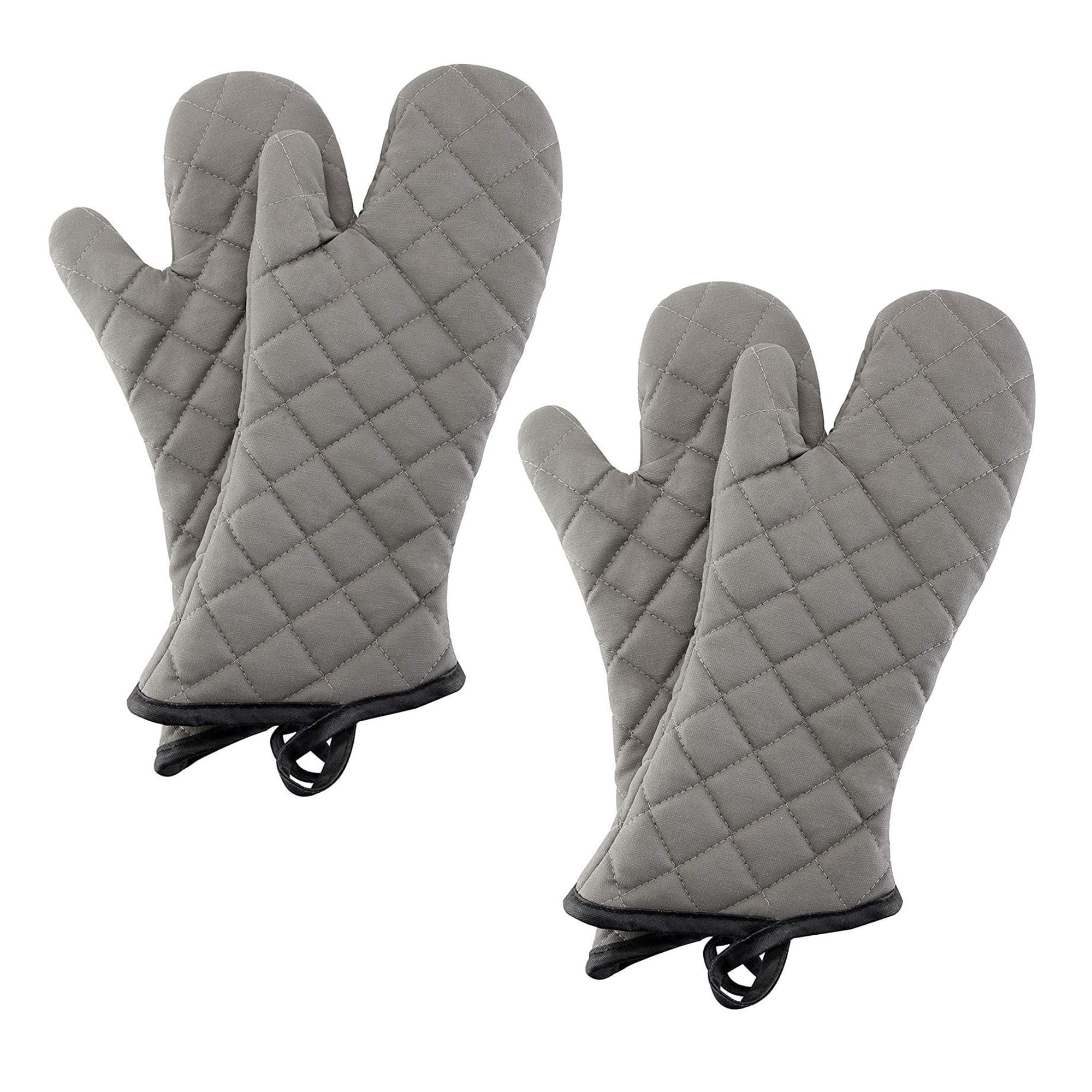 Xusx111 - Mits Horno 2 Pares De Acolchado Terry Paño Forro De Algodón, Guantes De Horno De Cocina Resistente Al Calor Profesional Extra Largo, 38cm, Gris