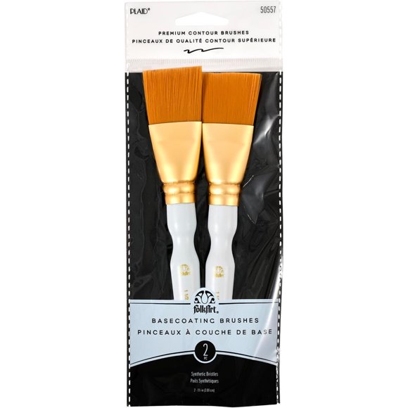 Plaid Enterprises 50557E Taklon Flat Brush, Gold, 2 piezas