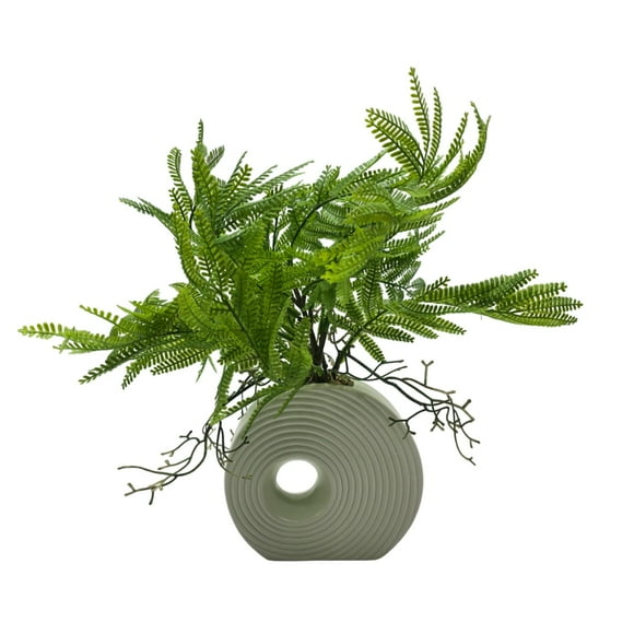 Planta Artificial Helecho Decorativa Macetero De Ceramica