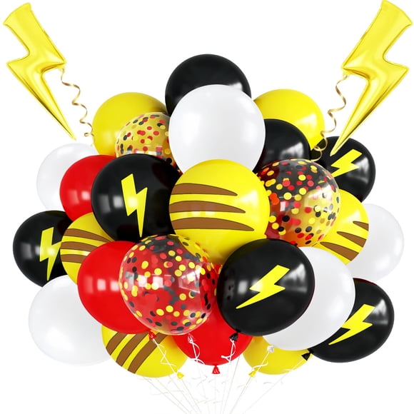 Set de globos zheiuyjie rojo, negro y amarillo de 39 piezas, 30 cm con rayo