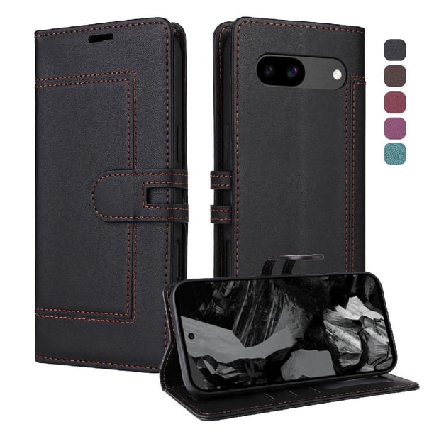 Premium Wallet Case for Google Pixel 8A with Card Slots & Kickstand, Flip Cover Black