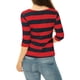 thumbnail image 3 of INSPIRE CHIC Camisetas a Rayas de Regreso a Clases para Mujer Ajuste Ceñido Mangas al Codo Cuello de Barco T-Shirt L Rojo Azul, 3 of 7