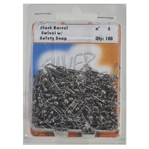 Silver Wave - Destorcedor Con Snap Para Pesca Negro #8 En Bolsa De 100Un