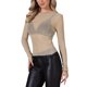 thumbnail image 4 of Tops de Malla Transparente para Mujeres de Manga Larga con Brillantes de Diamantes de Imitación Camiseta de Fiesta para Concierto M Desnudo, 4 of 6