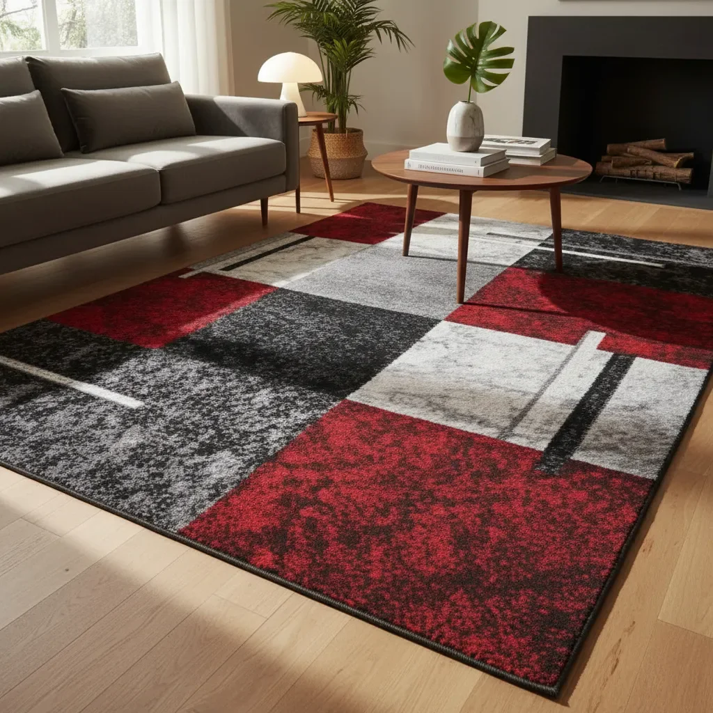 Casadeliacl - Alfombra Pasillera 3d Wm 60x180 Cm Decorativa Rojo 1.8 M 60 Cm Rojo Con Gris