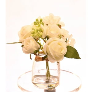 Vadell - Arreglo De Flores Blancas En Florero 15 Cm