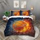 thumbnail image 1 of 3pcs Basketball Fire Personalized Printed Quilt Cover Set 1 Quilt Cover 2 Pillowcases Skin-friendly and warm, soft bedding set, 1 of 4