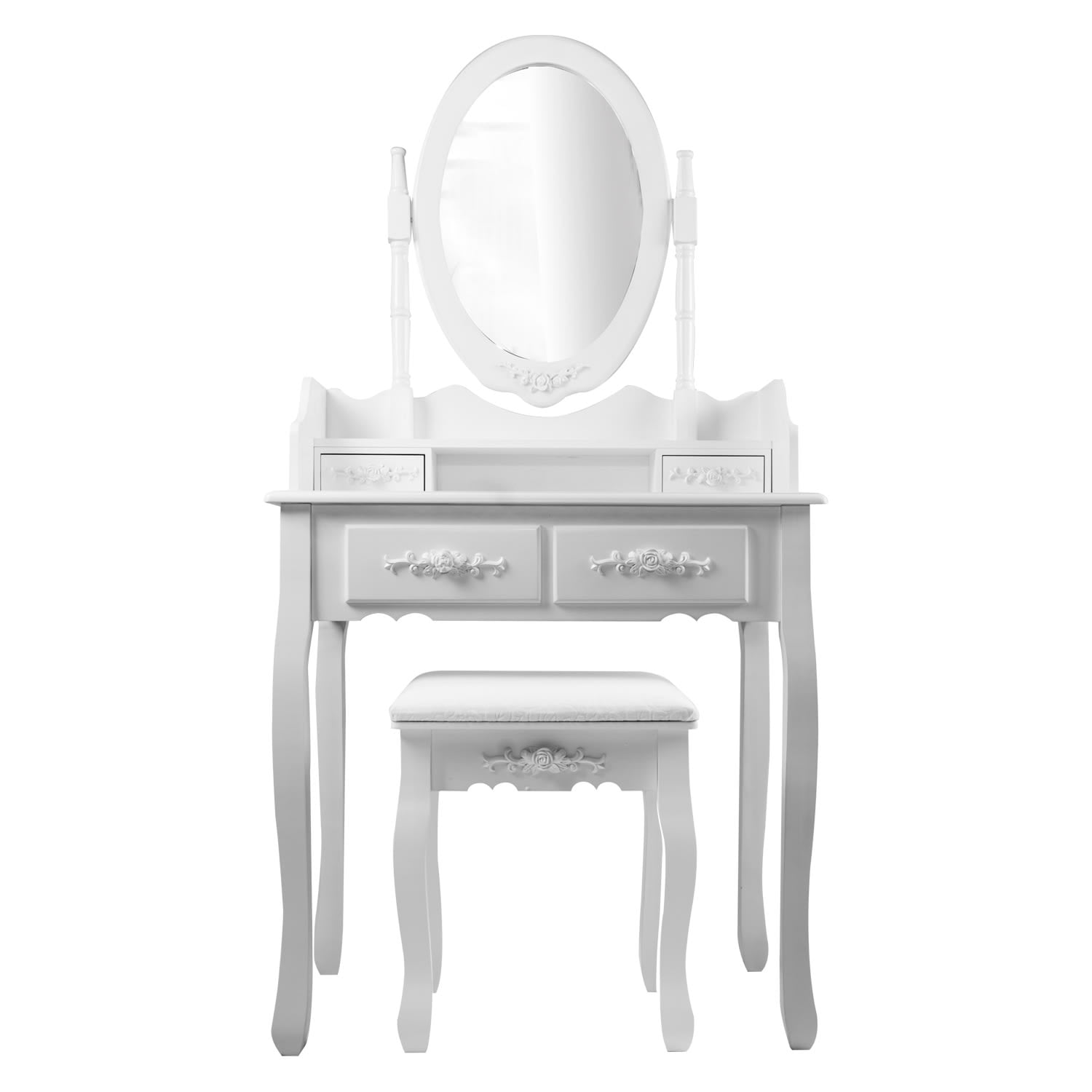 Yitahome - Tocador Comoda De Maquillaje Madera Banca + Espejo