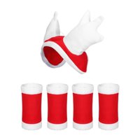 Magideal - Gorro Navideño Para Caballo, 4 Vendajes Para Patas De Caballo, Accesorios Ecuestres, Gorro Navideño Más Cálido, Protector De Piernas, Botas Para Patas Longitud 50Cm