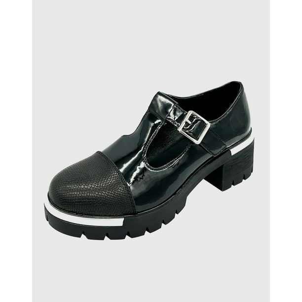 Zapato para mujer con taco bajo Mary jane Negro