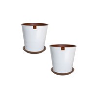 Pottery - Set De 2 Macetas Zaia 15 Cm Blanco Matte Y Sus Platos