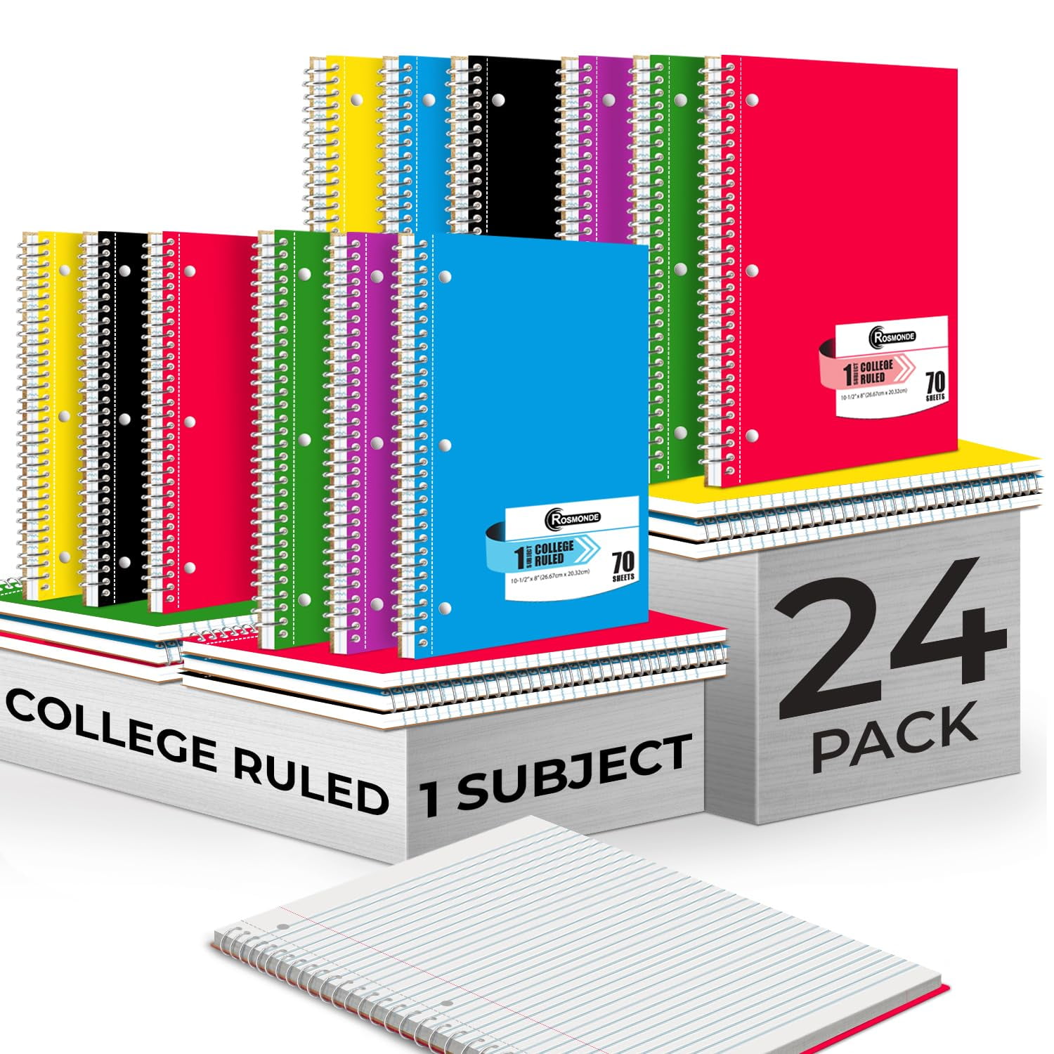 Cuaderno En Espiral Rosmonde De 1 Asignatura, Rayado Universitario, 70 Hojas