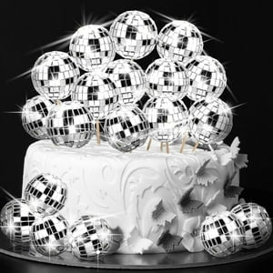 Adornos Para Tartas Con Forma De Bola De Discoteca Tessco For You, Plateados, 3 Cm, 40 Unidades